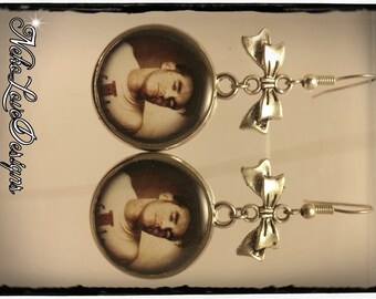 Morrissey Dangle Earrings With Black or Silver Bow
