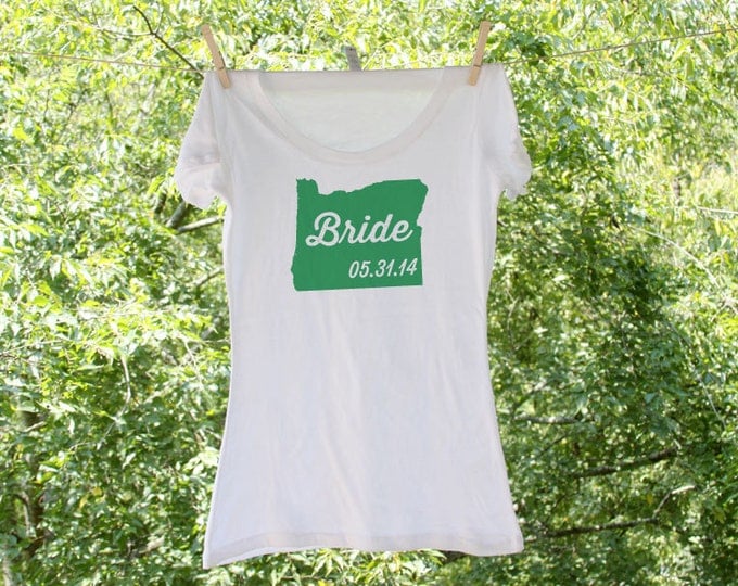Oregon State Bride with wedding date (can personalize with wedding colors) - Scoop, Vneck or Tank