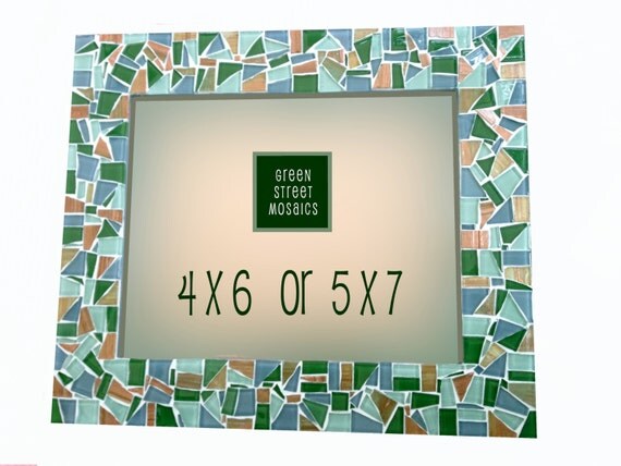 Picture Frame Green Gray Metallic Copper by GreenStreetMosaics