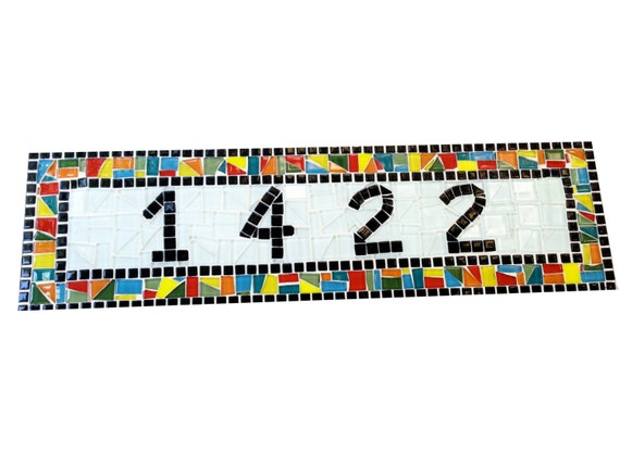 Whimsical, Colorful Mosaic Address Sign 