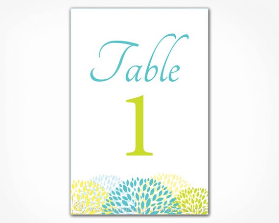 Floral Table Numbers - Custom Colors, Fonts - PRINTABLE PDF File - Spring Wedding Bridal Shower Garden Party Table Signs - Floral Collection Il_570xn