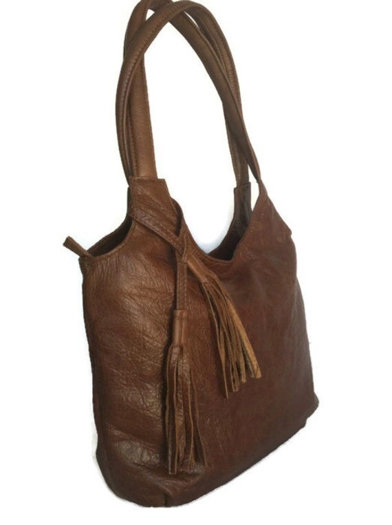 Brown tote vintage rustic leather purse fringe shoulder bag medium ...
 Rustic Leather Purses