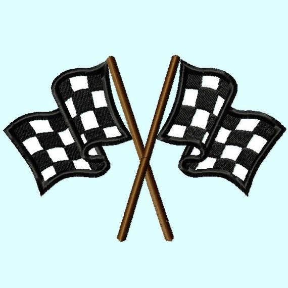 Race Car Flags APPLIQUE Embroidery Design 4 sizes INSTANT