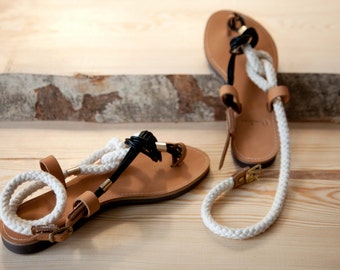 Slip on Criss Cross Sandals natural color and by EleannaKatsira