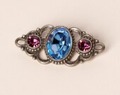 Vintage Brooch With Blue and Pink Rhinestone