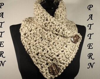 Button Scarf Crochet Pattern, Scarf, Cowl, Neckwarmer, Scarf Pattern