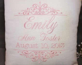 Birth Announcement Baby pillow, baby pillow, embroidered baby pillow, custom baby pillow, personalized baby pillow