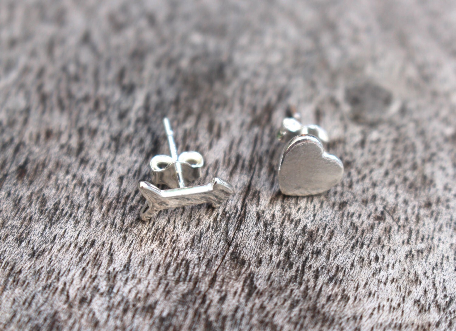 Heart Arrow Stud Earrings Sterling Silver by LittlePepperJewelry
