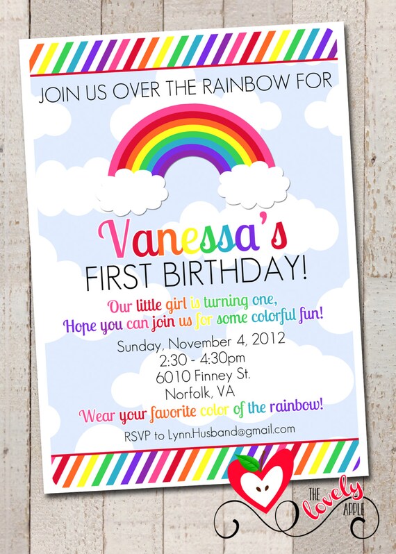 Rainbow Birthday Invitation DIY Printable Rainbow Birthday