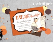 Retro Housewife Thanksgiving Invitation - EAT, DRINK And Be THANKFUL Printable Il_170x135