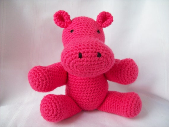 Hippo Pink Crochet Hippo Pink Hippo Stuffed Animal