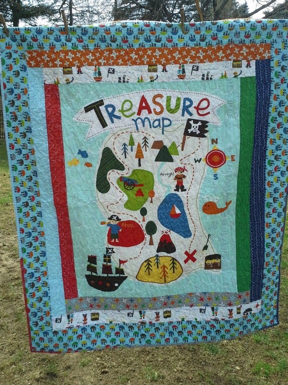 Nautical Quilt Treasure Map by Riley Blake by CaughtUpNStitches