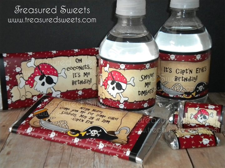 Editable Pirate Water Bottle Labels Birthday Party Favors DIY