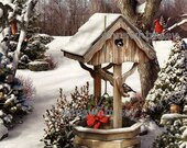 Art - Christmas Art - Cardinals and Chickadees at Well - Snow Covered Landscape Art - Restored Vintage Art - Restored Art Art - Christmas Art - Cardinals and Chickadees at Well - Snow Covered Landscape Art - Restored Vintage Art - Restored Art