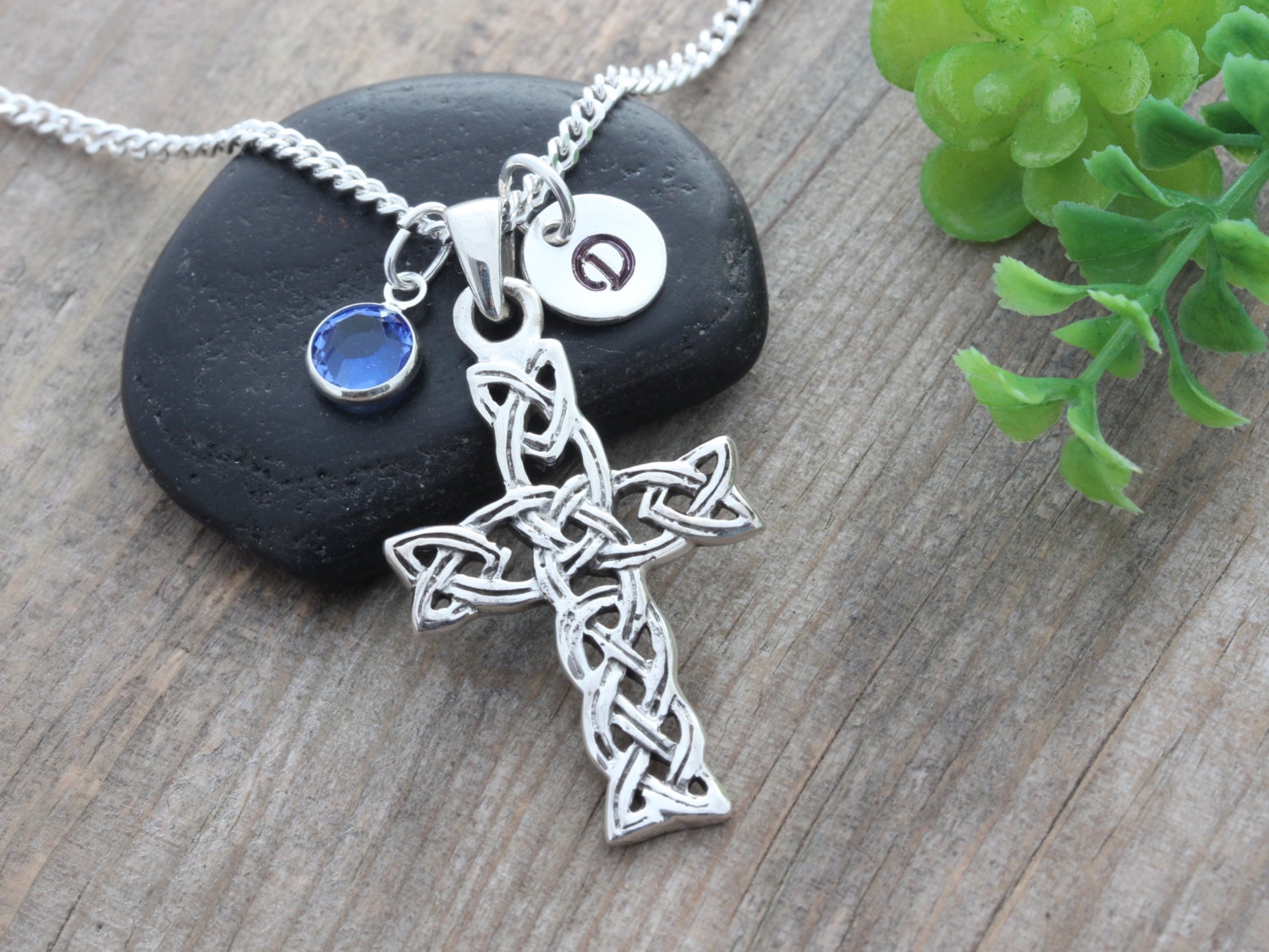 Celtic trinity knot cross necklace Personalized Celtic Cross