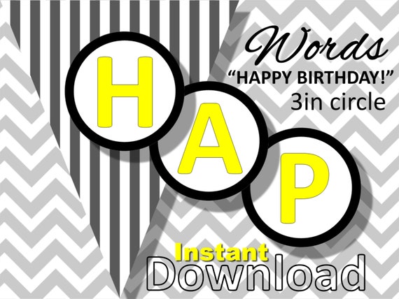 yellow happy birthday letters buy 3 get 1 by cameopartydesigns