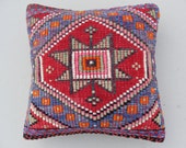 FREE SHIPPING / Home Decor,Turkish Area Rug Kilim Pillow Cover 16" X 16",Decorative Pillow,Vintage Kilim Pillow,Throw Pillow