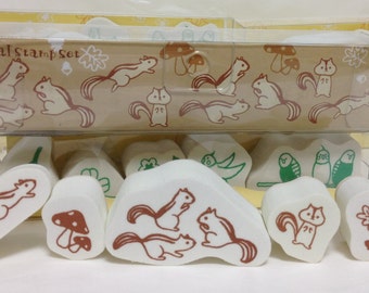 Squirrel Rubber Stamp Set (0987-003) Price depends on order volume. Buy other items together for BETTER price.