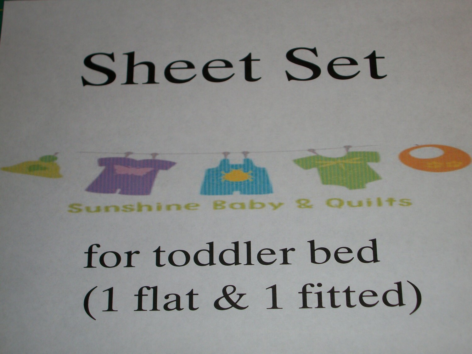 2 piece Sheet set for toddler bed 1 flat & 1 fitted cotton