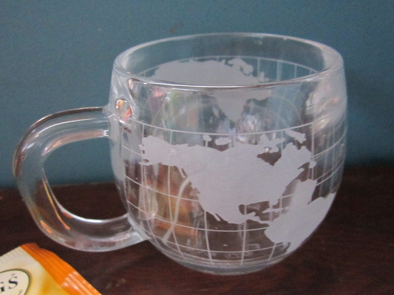 Nestle NESCAFE World Globe Coffee ETCHED Mugs 9 by GingerNIrie