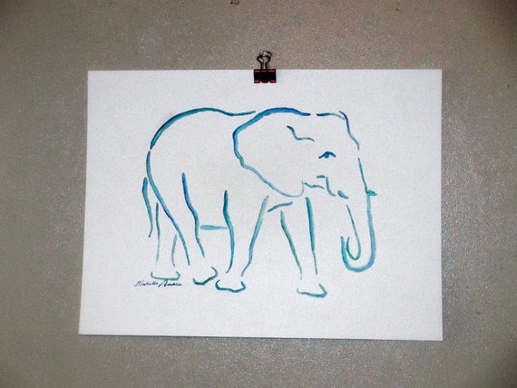 Original Watercolor Elephant 