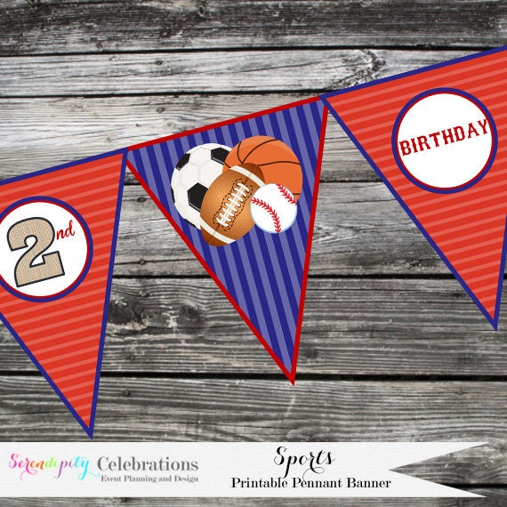 DIY Printable 7 Pc Pennant Banner Sports Dessert Table DIY Printable 7 Pc Pennant Banner Sports Dessert Table