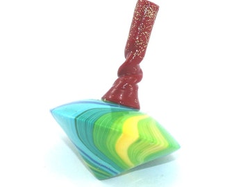 Toy for all ages, colorful spinning top, unique dreidel, polymer clay rainbow colors dreidel, great Hanukah gift idea