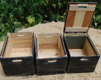 Wood File Cabinet/ Triple Stacking / File Crate/ Office Furniture/ Portable File Storage