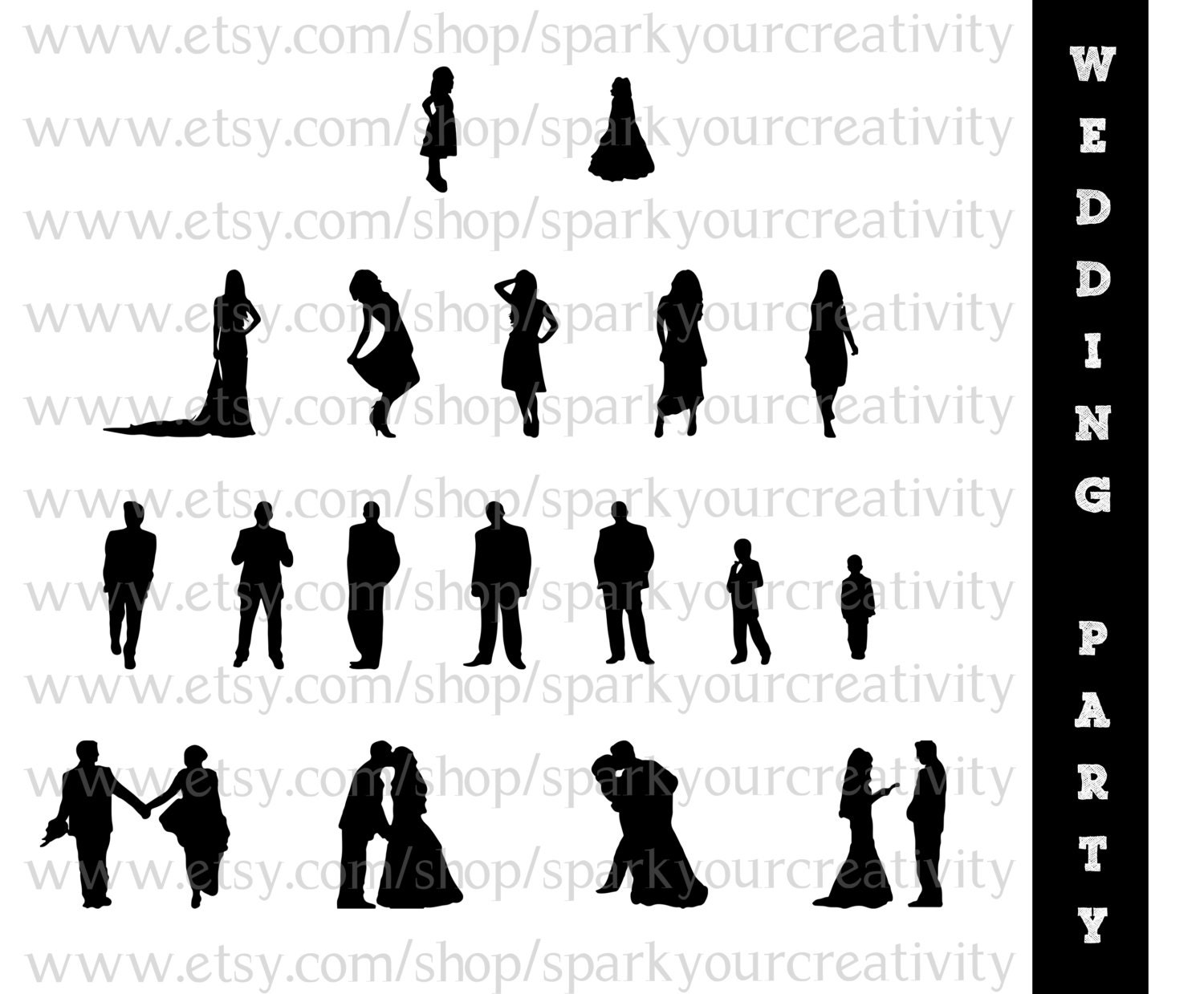 Wedding Party Silhouettes Wedding Bride Bridesmaid