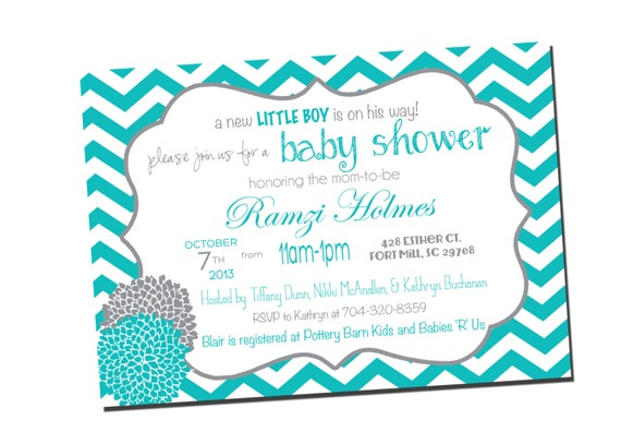 Teal And Gray Baby Shower Invitations 8