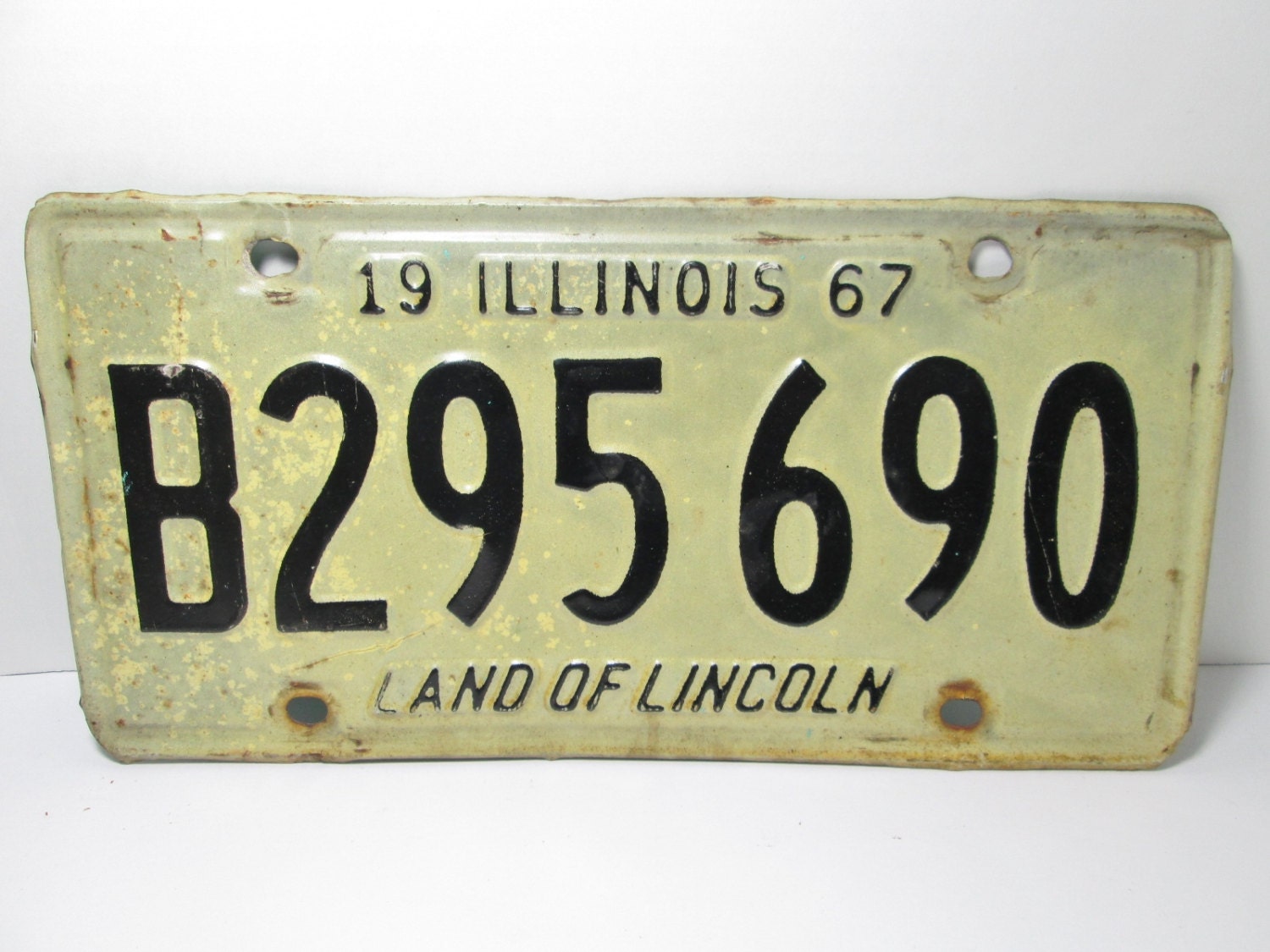 1967 Illinois License Plate Black White B295 690 by GirlPickers