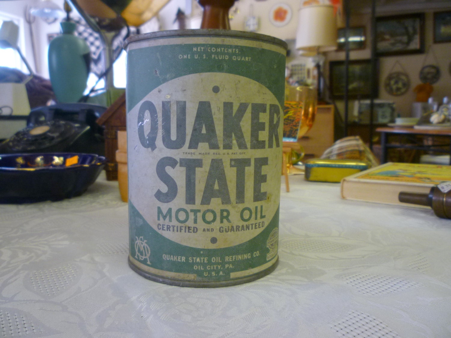 Vintage Quaker State Quart Motor Oil Can by AppalachianAttic