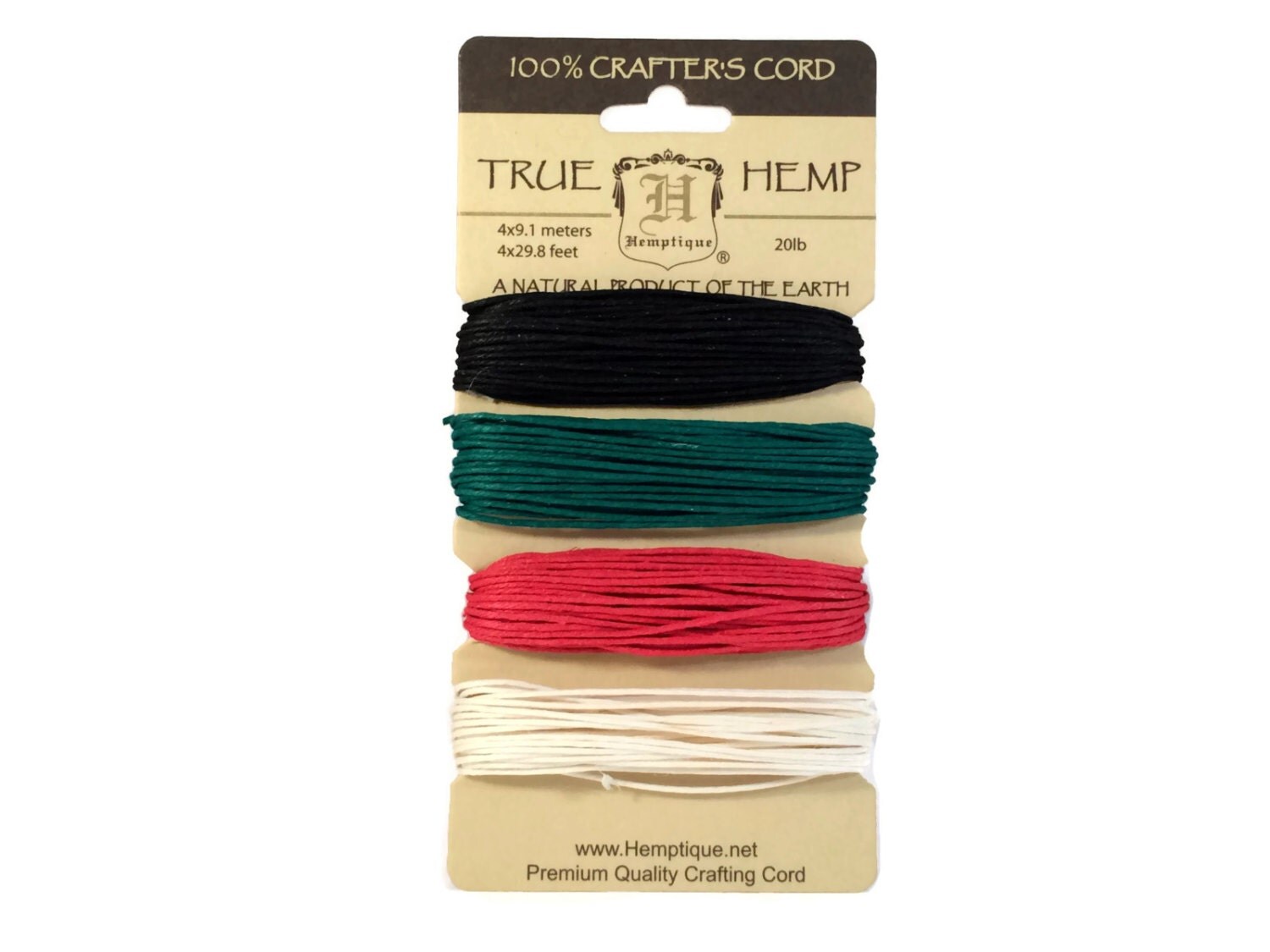 Hemp Cord 4 Color Set Primary 1mmMacrame Hemp Twine