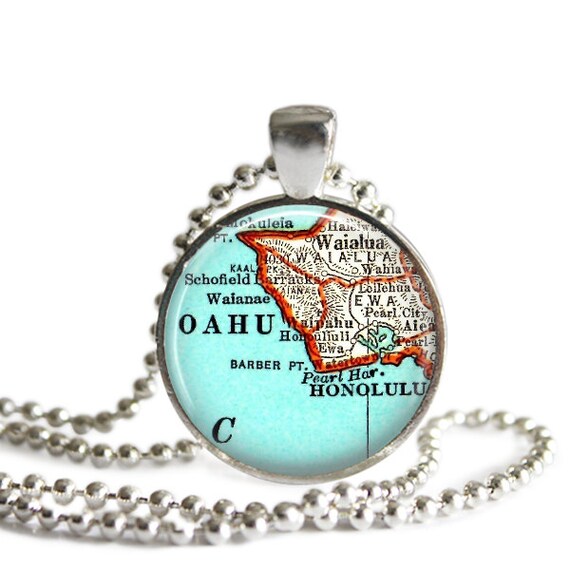 Oahu Hawaii necklace pendant charm Hawaiian Jewelry Hawaiian