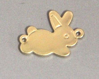12 pcs of two loop brass bunny charm connector-1124-raw brass