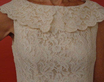 Gorgeous Creme Lace Slender 1950's Dress