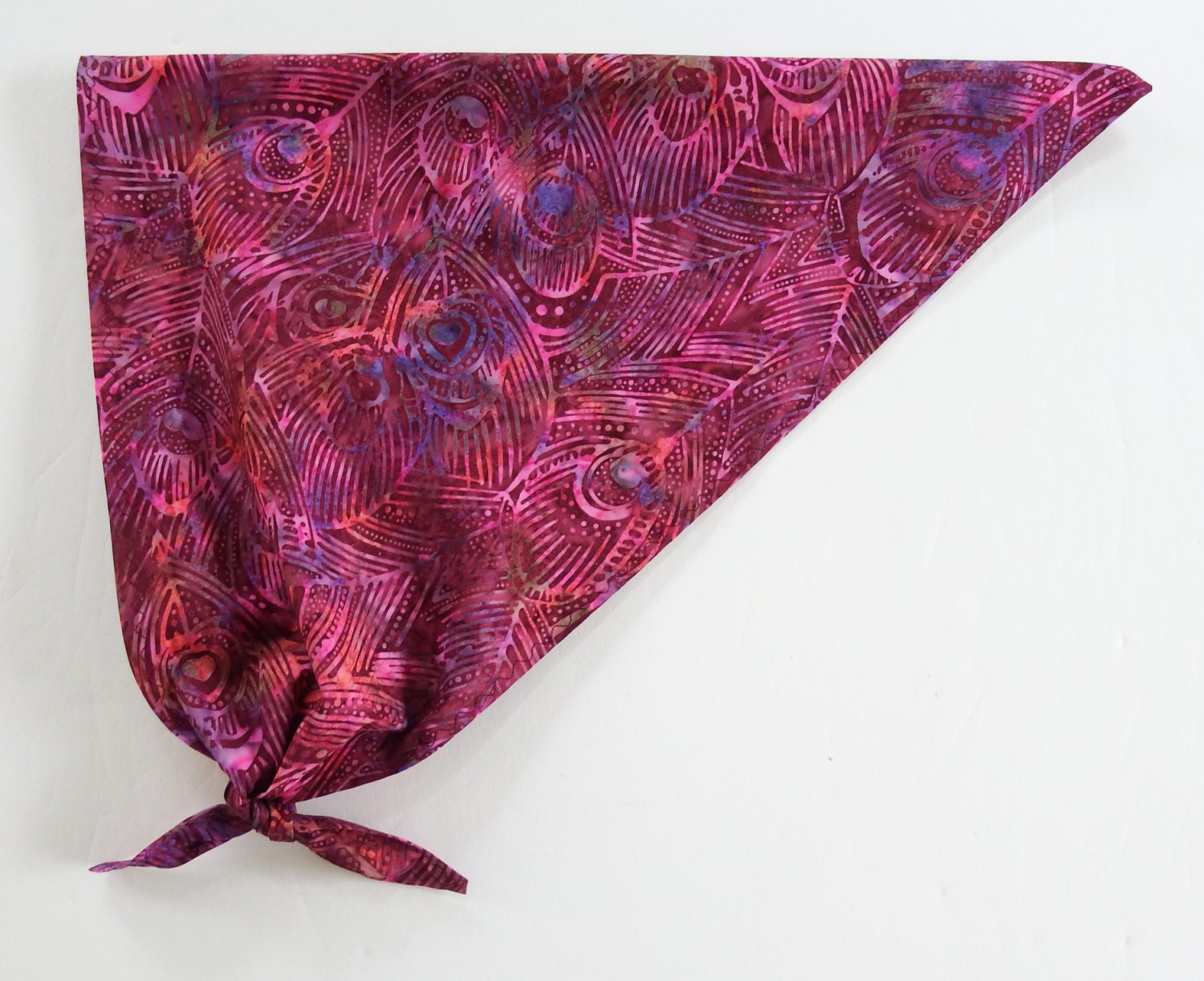 Peacock Feather Hair Bandana Magenta and Periwinkle Kerchief