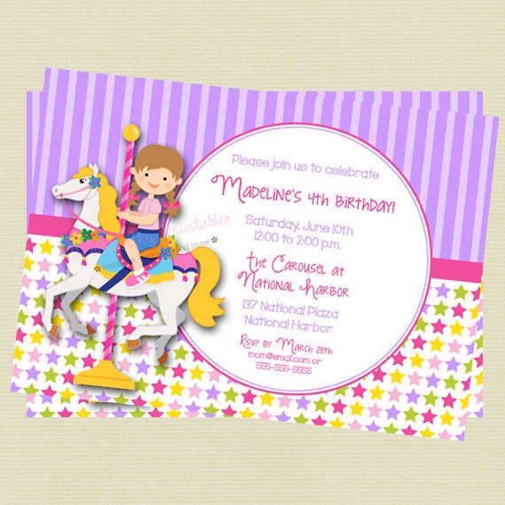 Carousel Invitation / Girl / Printable / Birthday Invitation Il_570xn
