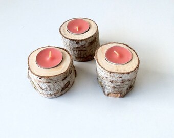New - Tree Branch Candle Holders - Set of 3 - Wood Candle holders - sticks for votive candles - Wedding Centerpiece - Wedding Decoration