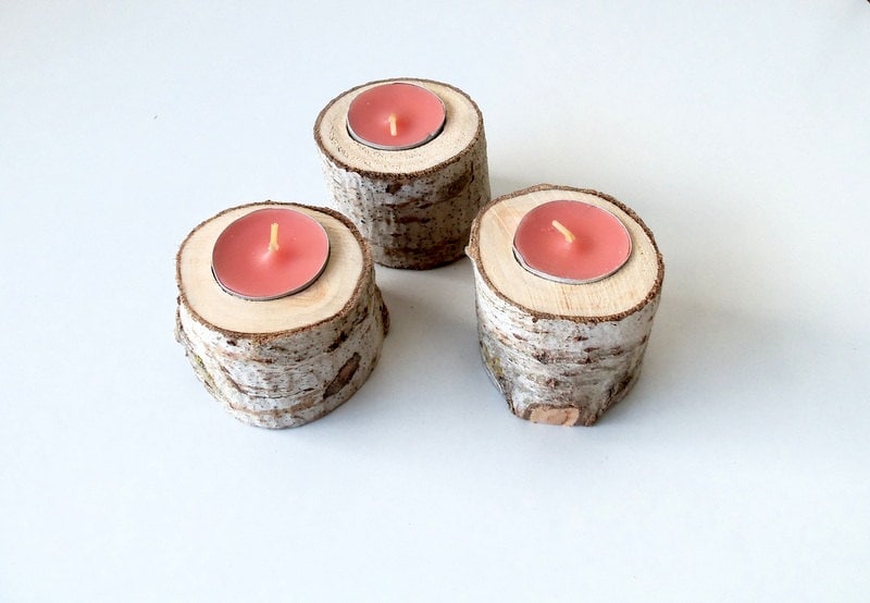 New - Tree Branch Candle Holders - Set of 3 - Wood Candle holders - sticks for votive candles - Wedding Centerpiece - Wedding Decoration