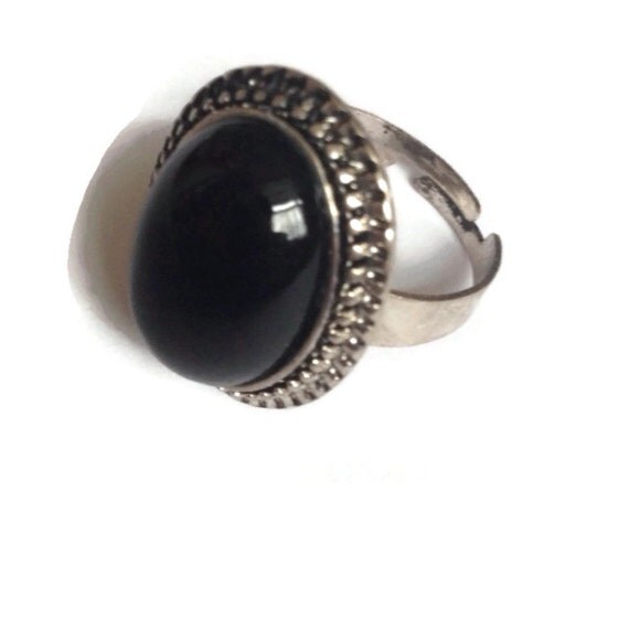 SALE Black Coal Gemstone Ring by MissMonsters on Etsy