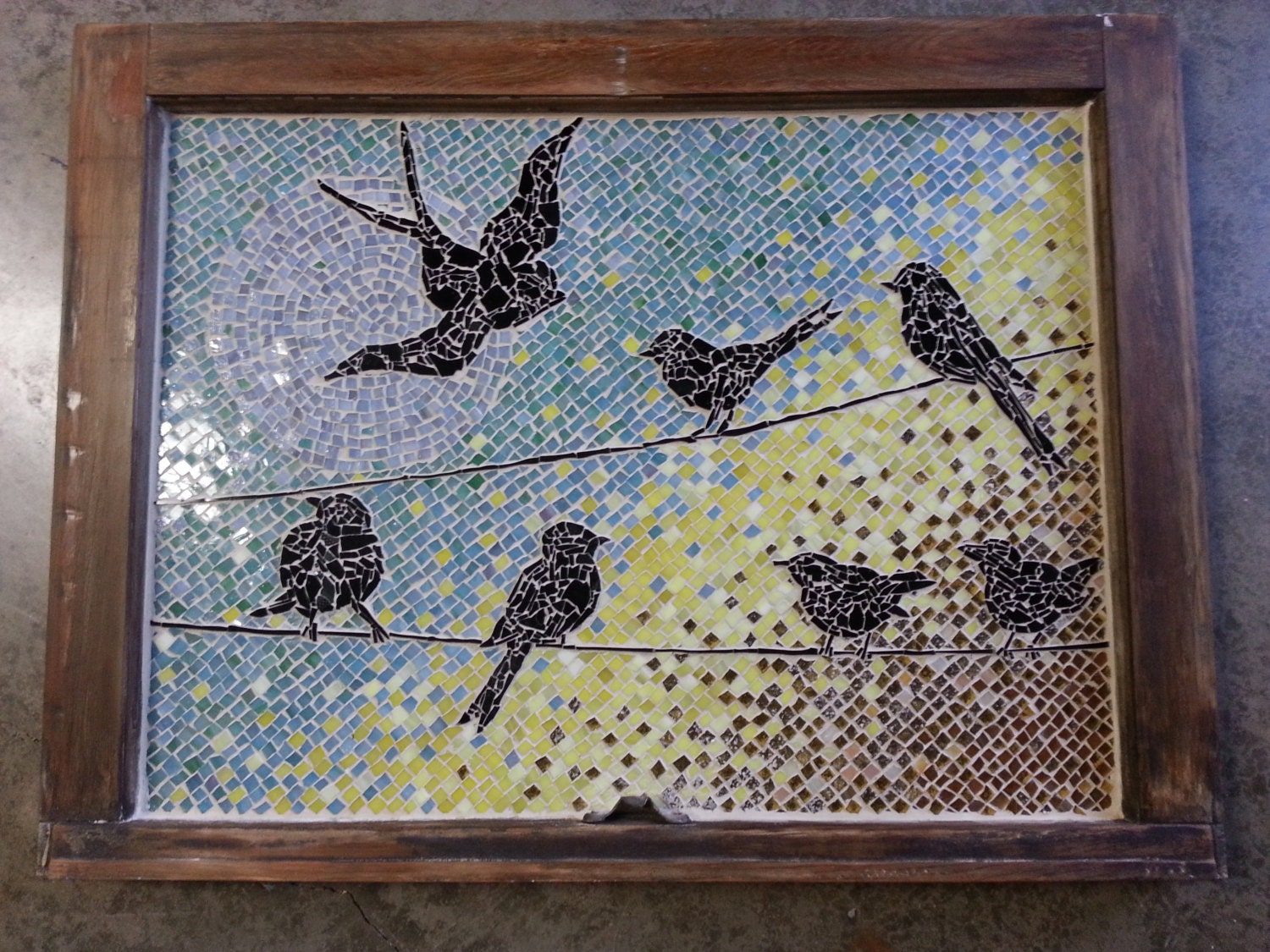 Hand Cut Stained Glass and Tempered Glass Bird Silhouettes on