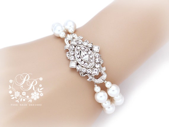 Wedding Bracelet Earrings Swarovski Clear by PureRainDesigns