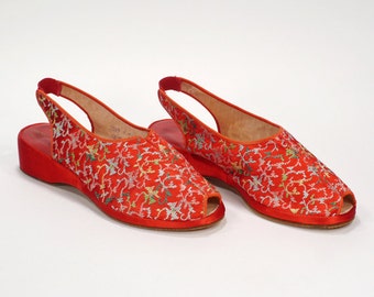 red satin slippers