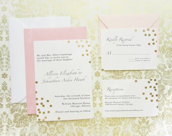 Items similar to Fine Filigree Gold Foil and Lace Wedding Invitation on ...