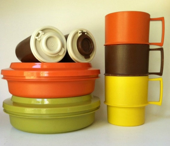 with Bowls Cups Salt vintage Set lids Mixed and cups 9  Vintage  Tupperware tupperware Pepper  Piece