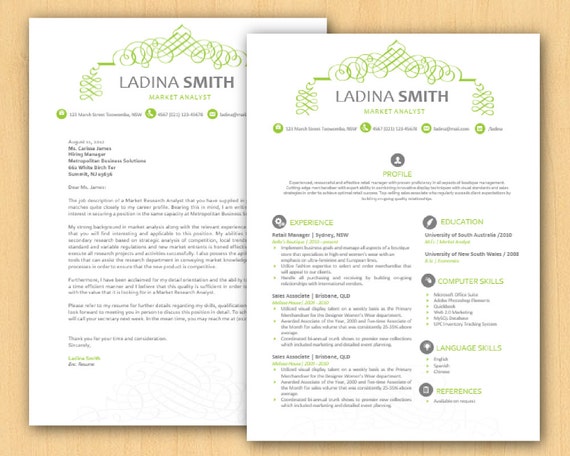 Lime Green Calligraphy Swirls Microsoft Word Resume by Inkpower