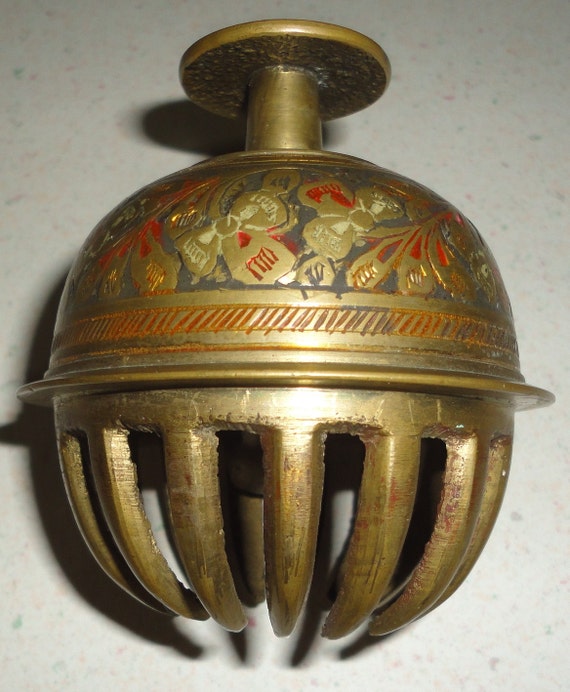 Vintage Solid Brass Painted Claw Bell Circa 1960 Home Decor