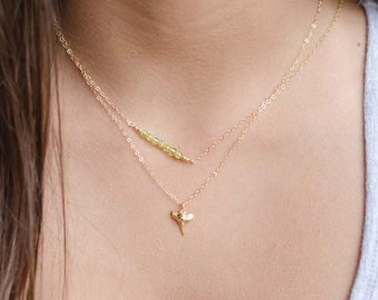 Tiny Shark Tooth Necklace, Gold or Silver, Dainty Layering Necklace, Layered Necklace,