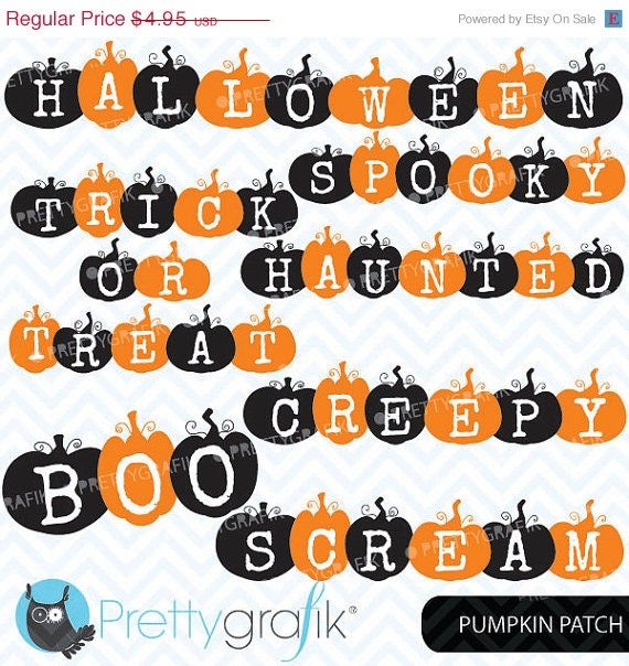 60% OFF SALE pumpkin halloween words clipart, commercial use, vector graphics, digital clip art, digital images - CL571 Il_570xn